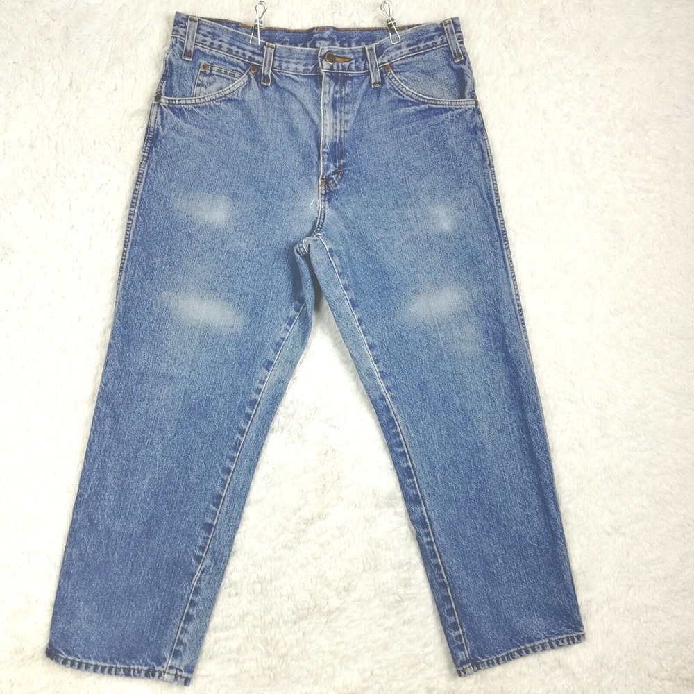 Dickies Mens Jeans Straight Leg Blue Denim Stone Wash Workwear 34x30